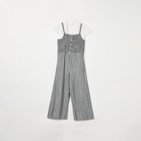 PEPPERMINT Girls Striped Jumpsuit and a Lace Top