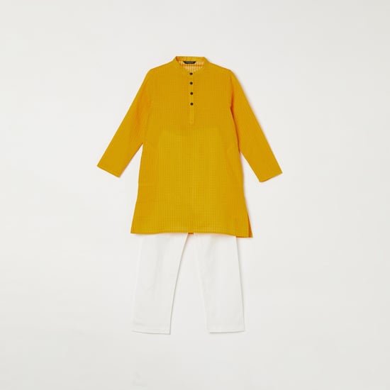 MELANGE Boys Textured Kurta with Elasticated Waist Pyjamas