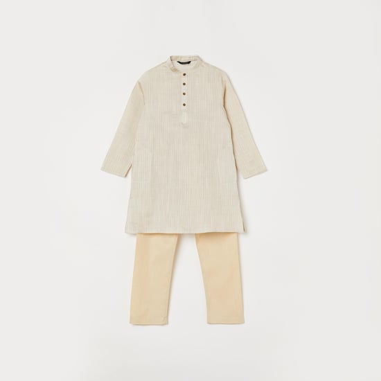 MELANGE Boys Striped Kurta with Elasticated Waist Pyjamas