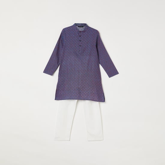 MELANGE Boys Printed Kurta with Elasticated Waist Pyjamas
