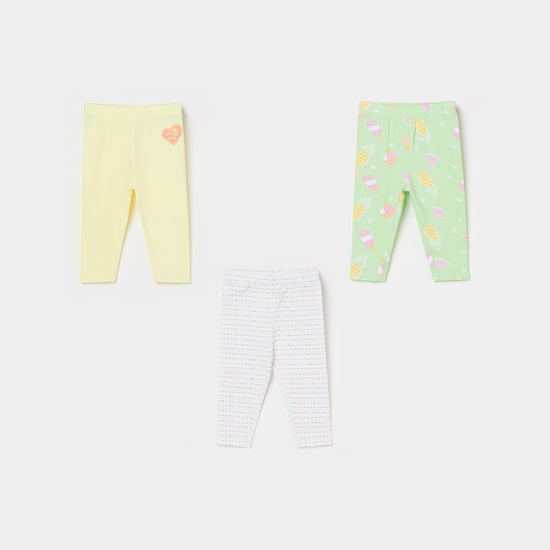 FS MINI KLUB Girls Printed Knitted Leggings - Pack of 3