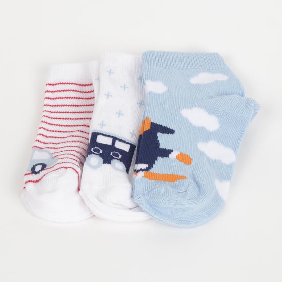 FAME FOREVER Boys Patterned Ankle-Length Socks - Pair of 3
