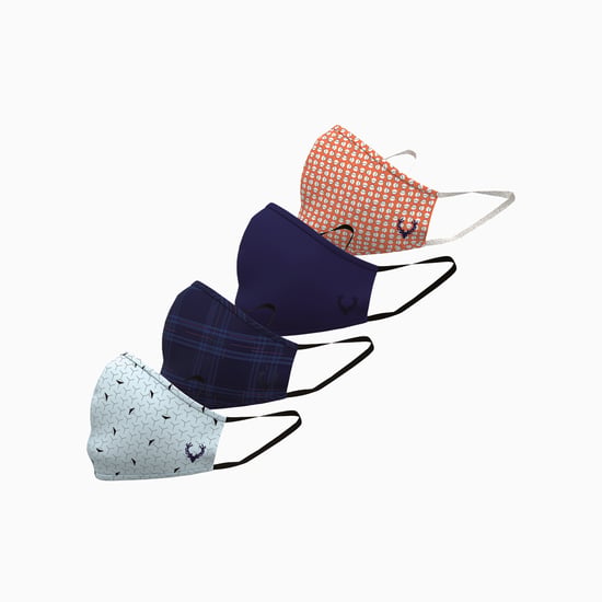 ALLEN SOLLY Kids Printed Reusable Washable Masks - Pack of 4
