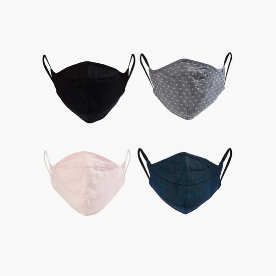 CODE Men Solid Reusable Face Masks - Pack of 4