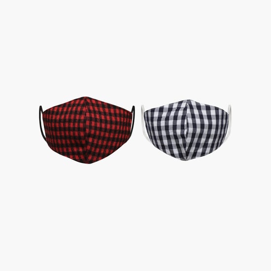 FAME FOREVER YOUNG Boys Checked Reusable Face Mask - Pack of 2