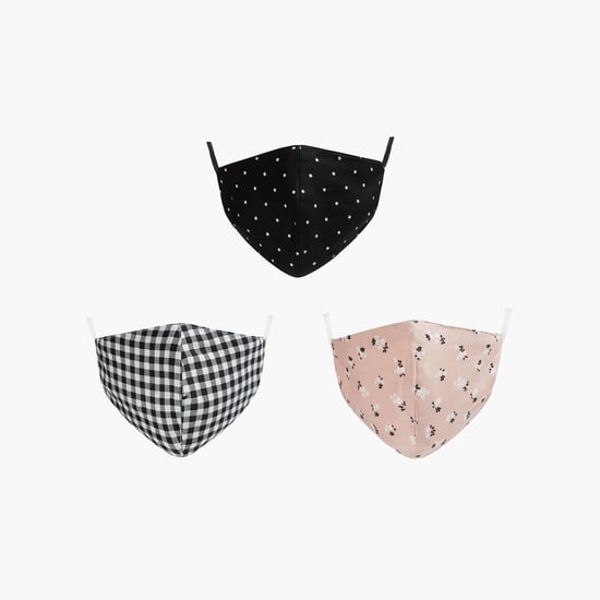 GINGER Women Printed Reusable Face Mask with Melt-Blown Layer- Pack of 3