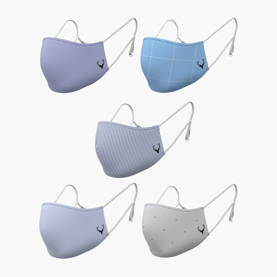 ALLEN SOLLY Men Printed Assorted Anti-Pollution Masks - Set of 5