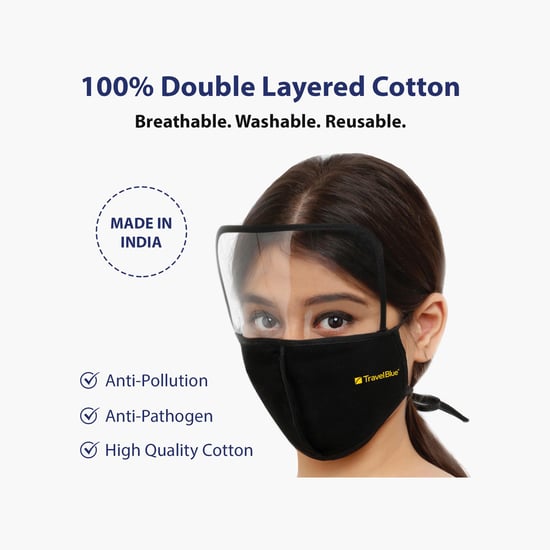 TRAVEL BLUE Unisex Solid Reusable Shielded Face Mask