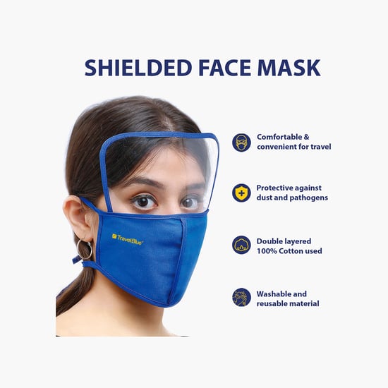 TRAVEL BLUE Unisex Solid Reusable Shielded Face Mask