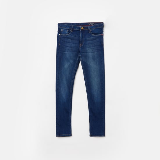 ALLEN SOLLY Boys Stonewashed Slim Fit Jeans