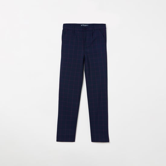 ALLEN SOLLY Boys Checked Flat-Front Trousers