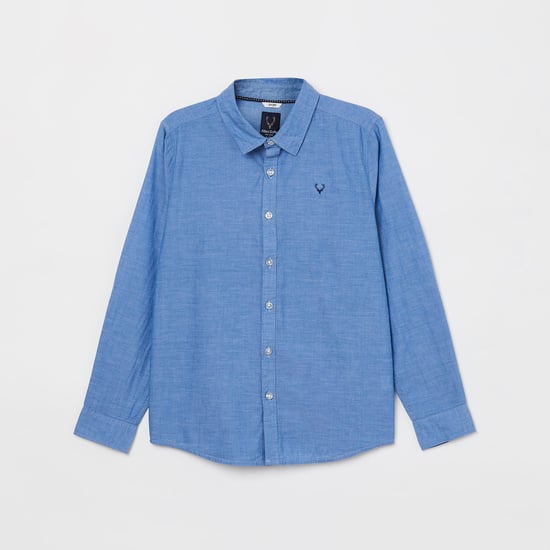 ALLEN SOLLY Boys Solid Full Sleeves Casual Shirt