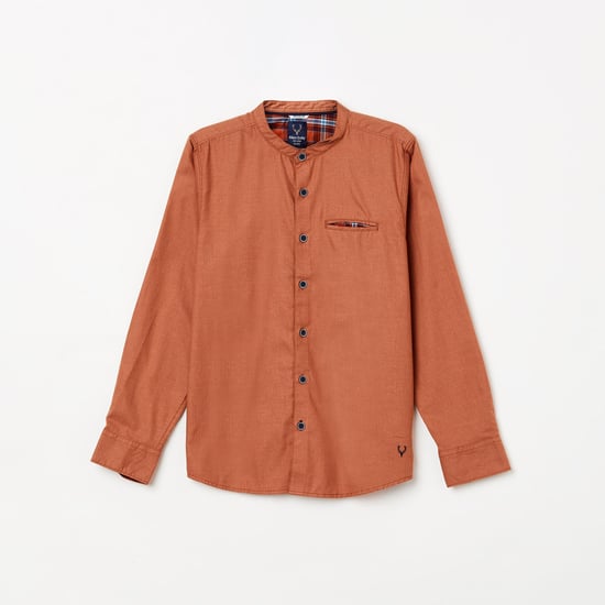 ALLEN SOLLY Boys Solid Band Collar Casual Shirt