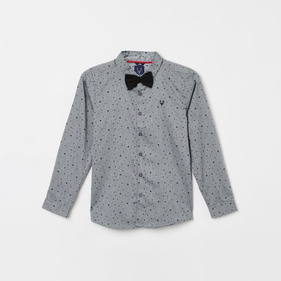 ALLEN SOLLY Boys Star Print Regular Fit Shirt with Bow Tie