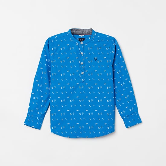 ALLEN SOLLY Boys Printed Band Collar Shirt
