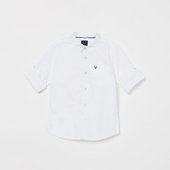 ALLEN SOLLY Boys Solid Full Sleeves Casual Shirt