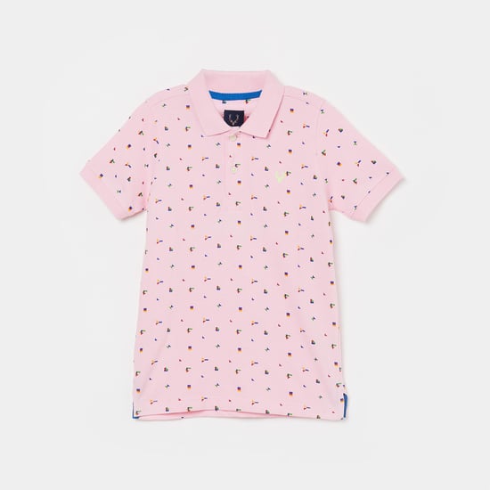 ALLEN SOLLY Boys Printed Short Sleeves Polo T-shirt