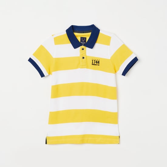 ALLEN SOLLY Boys Striped Short Sleeves Polo T-shirt
