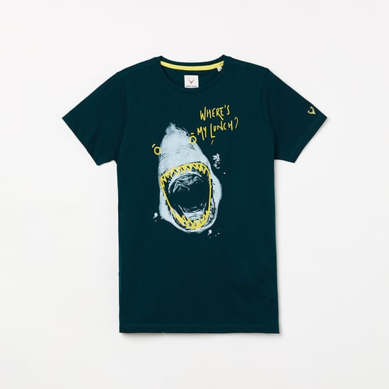 ALLEN SOLLY Boys Printed Crew Neck T-shirt
