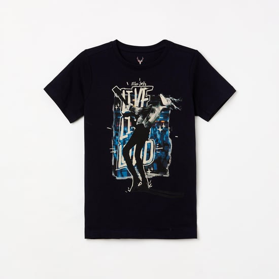 ALLEN SOLLY Boys Printed Crew Neck T-shirt