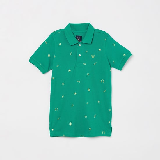 ALLEN SOLLY Boys Printed Short Sleeves Polo T-shirt