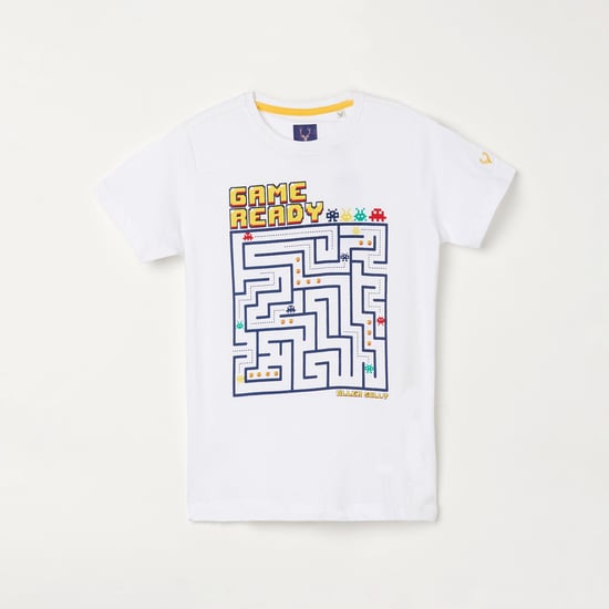 ALLEN SOLLY Boys Printed Crew Neck T-shirt