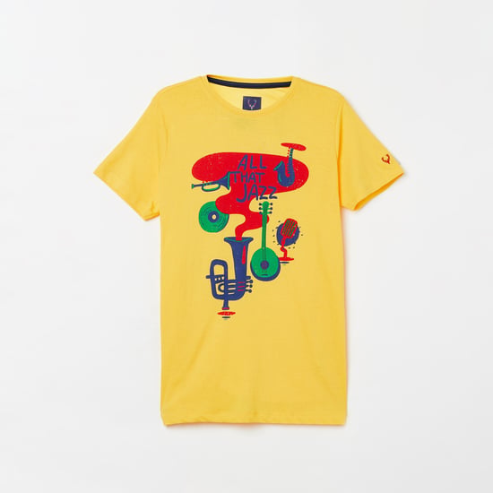 ALLEN SOLLY Boys Printed Crew Neck T-shirt