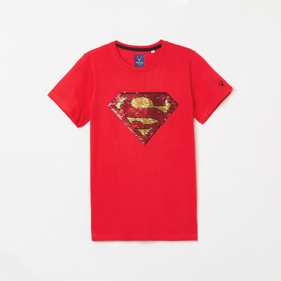 ALLEN SOLLY Boys Printed Crew Neck T-shirt