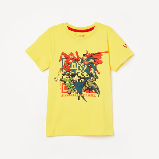 ALLEN SOLLY Boys Justice League Print Crew-Neck T-shirt