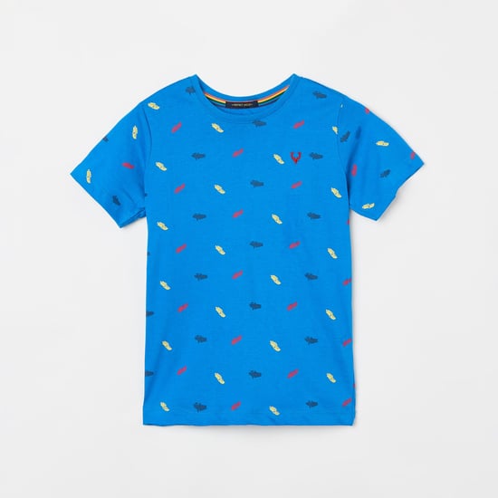ALLEN SOLLY Boys Printed Crew-Neck T-shirt