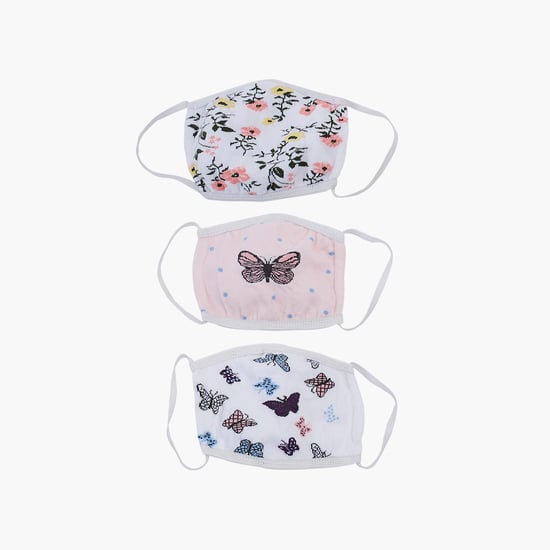 TONIQ KIDS Girls Printed 3-Layered Reusable Mask - Pack of 3 Pcs.