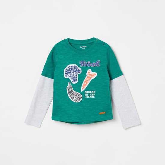 JUNIORS Virobar Boys Printed Full Sleeves T-shirt