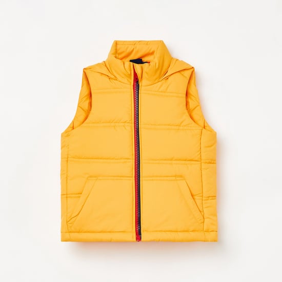 JUNIORS Boys Solid Padded Gilet Jacket Yellow