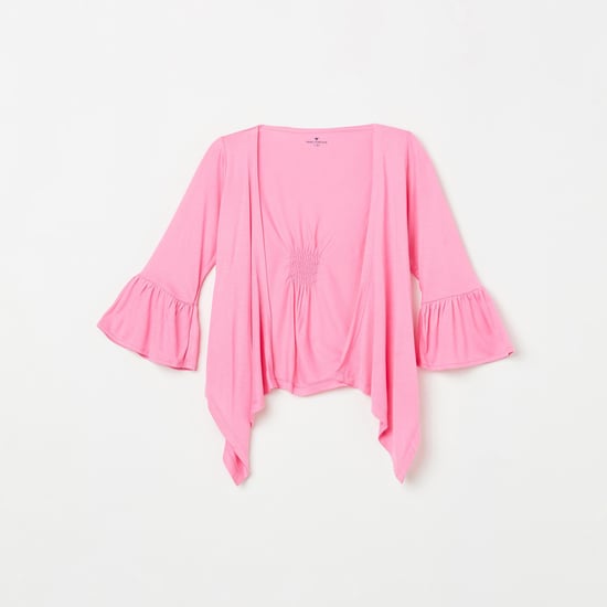 FAME FOREVER KIDS Girls Solid Bell Sleeves Shrug