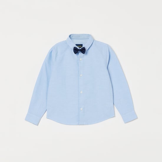 JUNIORS Virobar Boys Solid Full Sleeves Slim Fit Casual Shirt