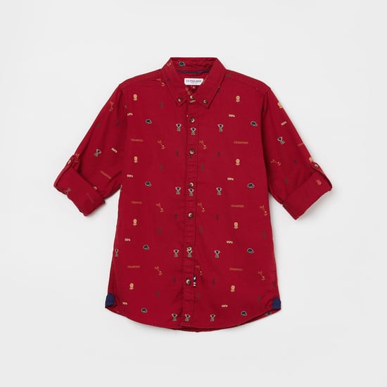 U.S. POLO ASSN. KIDS Boys Printed Full Sleeves Casual Shirt