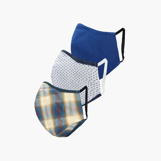 PETER ENGLAND Men Printed 3-Layered Anti-Viral Face Masks - Pack of 3