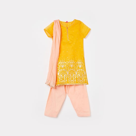 BIBA Girls Printed Kurta with Salwar and Dupatta