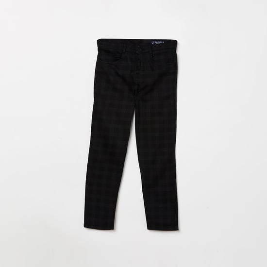 ALLEN SOLLY Boys Checked Flat-Front Casual Trousers