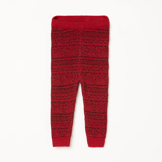 JUNIORS Girls Patterned Knit Leggings with Cuffed Hems