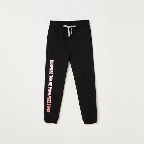 SMILEYWORLD Girls Printed Drawstring Waist Joggers
