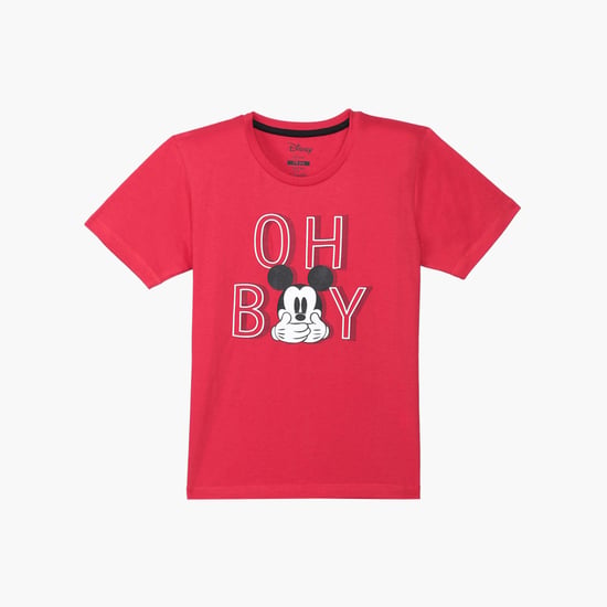 KIDSVILLE Boys Mickey Mouse Print Crew Neck T-shirt