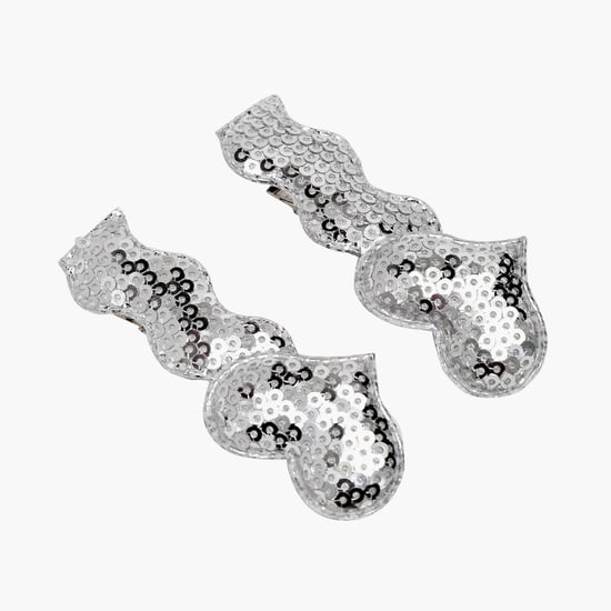 STOLN Girls Sequinned Heart Accent Alligator Clips - Set of 2