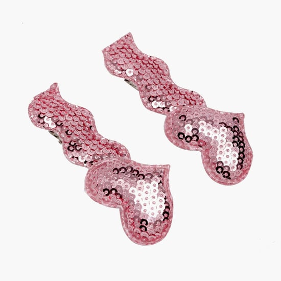 STOLN Girls Sequinned Heart Accent Alligator Clips - Set of 2