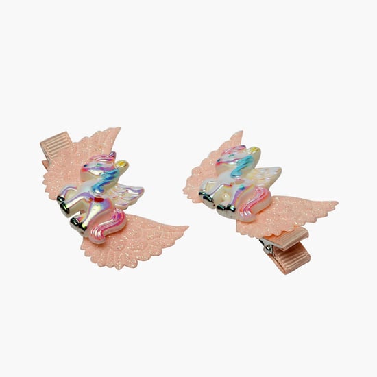 STOLN Girls Sequinned Winged Unicorn Accent Alligator Clip - Set of 2