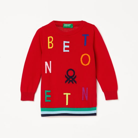 UNITED COLORS OF BENETTON Boys Jacquard Pattern Crew Neck Sweater
