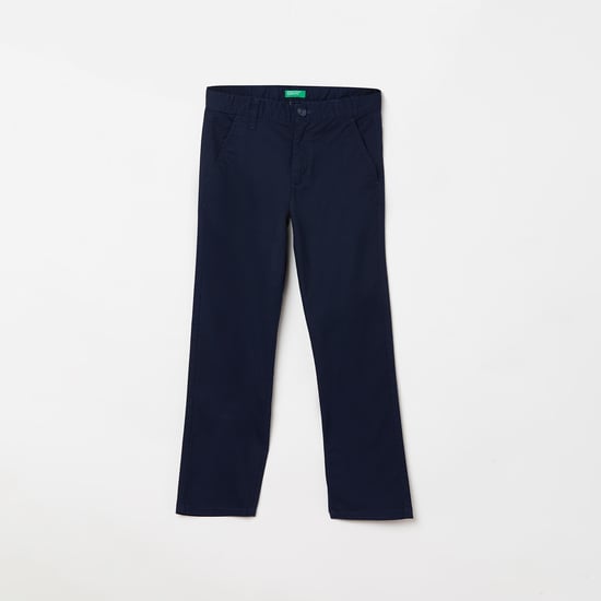 UNITED COLORS OF BENETTON Solid Flat-Front Casual Trousers