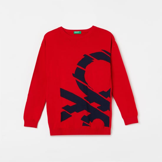 UNITED COLORS OF BENETTON Boys Intarsia Patterned Full Sleeves Sweater