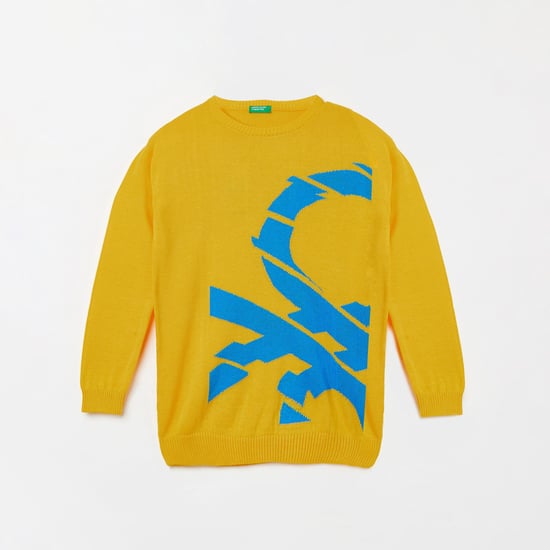 UNITED COLORS OF BENETTON Boys Intarsia Patterned Full Sleeves Sweater