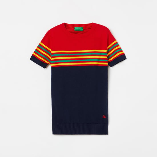 UNITED COLORS OF BENETTON Boys Striped Crew Neck Sweater